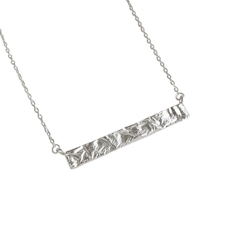Sterling Silver Necklace Geometric Rectangle Pendants Women Chain