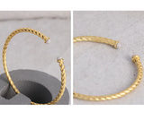 Zircon Twist Pure S925 Sterling Silver Bracelet Texture Open Wrist Hand Bangle