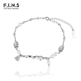 S925 Silver Pearl Bracelet Zircon Charms Wedding Jewelry