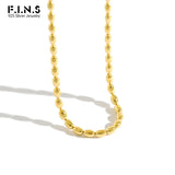 S925 Silver Choker Necklace Oval Beads Chain Classic Clavicle Necklace
