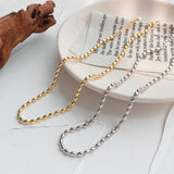 S925 Silver Choker Necklace Oval Beads Chain Classic Clavicle Necklace