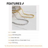 S925 Silver Choker Necklace Oval Beads Chain Classic Clavicle Necklace