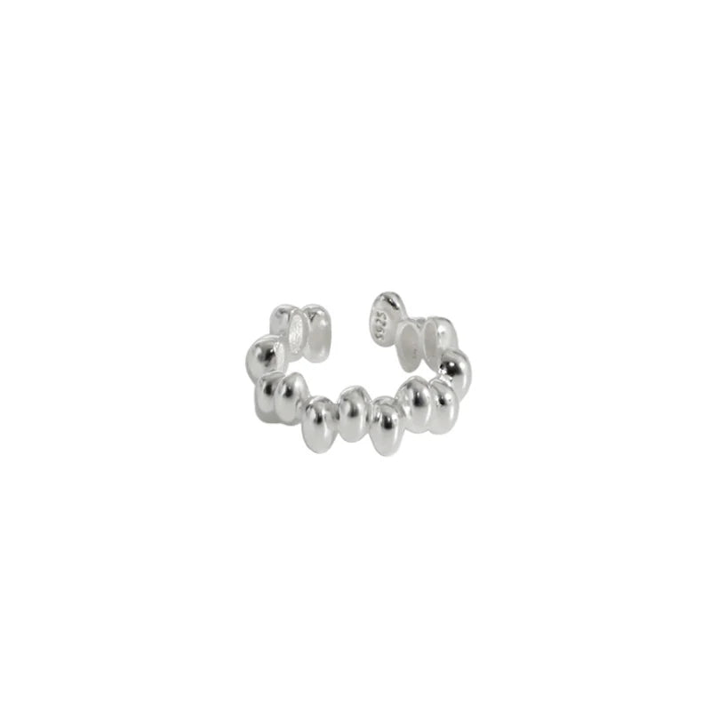 S925 Silver Ear Clip Minimalist Beads Stackable Ear Cuff