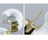 Enameled S925 Sterling Silver Studs Textured Round Drop Glaze Earrings