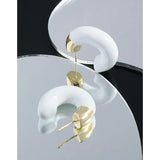 Enameled S925 Sterling Silver Studs Textured Round Drop Glaze Earrings