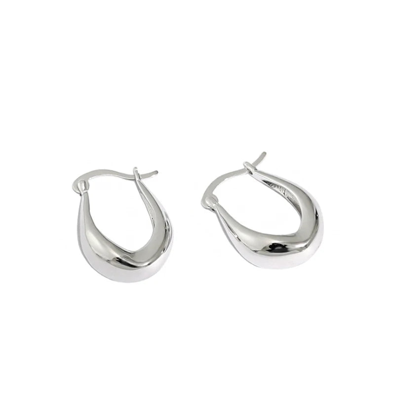 U-shaped Silver Hoop Earrings Prevent Allergy