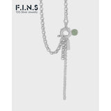 Aventurine Ball S925 Silver Necklace Tassel Chain Fine 925 Jewelry