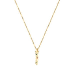 Color Zircon S925 Silver Bar Pendant Chain Necklace