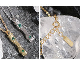 Color Zircon S925 Silver Bar Pendant Chain Necklace