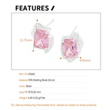 Zircon S925 Silver Stud Earrings Pink Green Zirconia Wedding Jewels