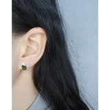 Zircon S925 Silver Stud Earrings Pink Green Zirconia Wedding Jewels