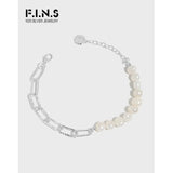 Irregular Baroque Pearl Silver Bracelet Asymmetric Chain Fine Jewelry