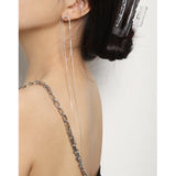 Adjustable 100% S925 Silver Snake Chain Tassel Earrings Dangle