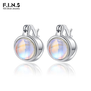 Moonstone Sterling Silver Earrings Small Piercing Ear Buckle Fine Jewelry