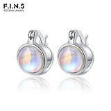 Moonstone Sterling Silver Earrings Small Piercing Ear Buckle Fine Jewelry