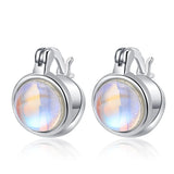Moonstone Sterling Silver Earrings Small Piercing Ear Buckle Fine Jewelry