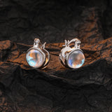 Moonstone Sterling Silver Earrings Small Piercing Ear Buckle Fine Jewelry