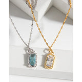 Ocean Zircon Double Layer Choker Necklace S925 Sterling Silver