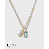 Ocean Zircon Double Layer Choker Necklace S925 Sterling Silver