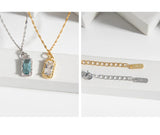 Ocean Zircon Double Layer Choker Necklace S925 Sterling Silver