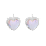 S925 Sterling Silver Heart Stud Earrings Moonstone Ear Studs