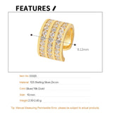 F.I.N.S Sterling Silver Zircon Ear Clip Wide CZ Paved Catilage Jewelry