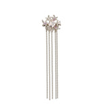 Zircon Snowflake Ear Clip S925 Sterling Silver Tassel Chain Earcuff
