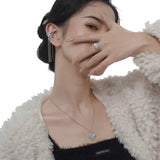 Zircon Snowflake Ear Clip S925 Sterling Silver Tassel Chain Earcuff
