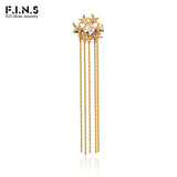 Zircon Snowflake Ear Clip S925 Sterling Silver Tassel Chain Earcuff