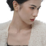 Zircon Snowflake Ear Clip S925 Sterling Silver Tassel Chain Earcuff