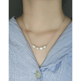 Minimalism Baroque Pearl Clavicle Necklace S925 Sterling Silver Chain for Women