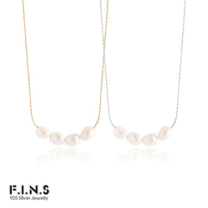 Minimalism Baroque Pearl Clavicle Necklace S925 Sterling Silver Chain for Women