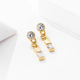 925 Silver CZ Dangle Earrings Geometric Chain Wedding Jewelry