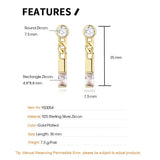 925 Silver CZ Dangle Earrings Geometric Chain Wedding Jewelry