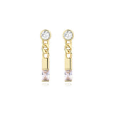 925 Silver CZ Dangle Earrings Geometric Chain Wedding Jewelry