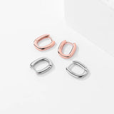 925 Silver Small Hoop Earrings Geometry Square Oval