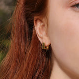 925 Silver Small Hoop Earrings Geometry Square Oval