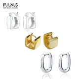 925 Silver Small Hoop Earrings Geometry Square Oval