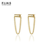 Minimalist 925 Silver Tassel Chain Ear Studs Punk Tube Earrings
