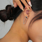 Minimalist 925 Silver Tassel Chain Ear Studs Punk Tube Earrings