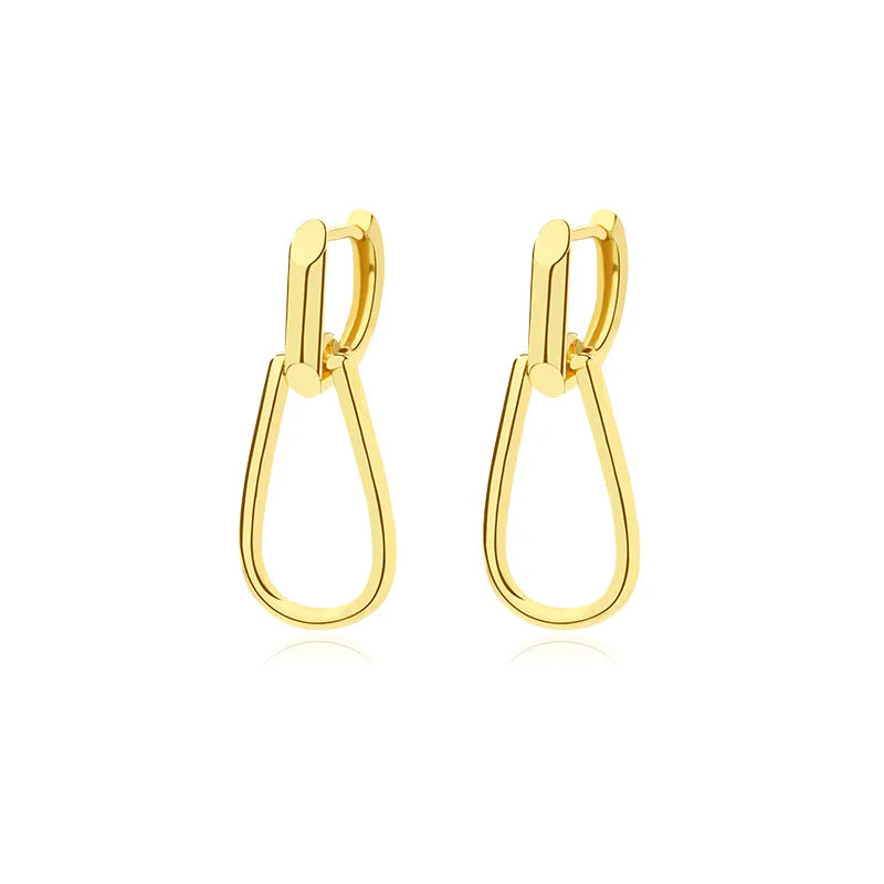 Minimalist 925 Silver Drop Earrings Smooth Piercing Ear Buckle