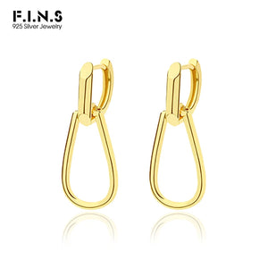 Minimalist 925 Silver Drop Earrings Smooth Piercing Ear Buckle