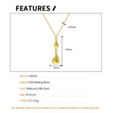 F.I.N.S 925 Sterling Silver Water Drop Texture Clavicle Chain Pendant Necklace
