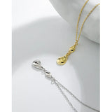 F.I.N.S 925 Sterling Silver Water Drop Texture Clavicle Chain Pendant Necklace