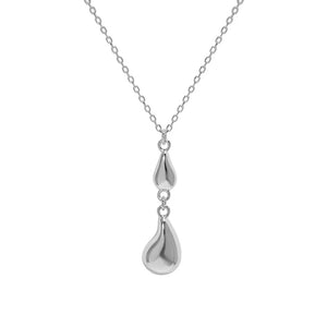 F.I.N.S 925 Sterling Silver Water Drop Texture Clavicle Chain Pendant Necklace