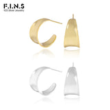 F.I.N.S Concave Wide Matte Silver Round Hoop Earrings
