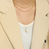 INS Moon S925 Sterling Silver Necklace Crescent Pendants for Women