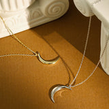 INS Moon S925 Sterling Silver Necklace Crescent Pendants for Women