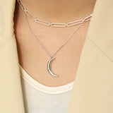 INS Moon S925 Sterling Silver Necklace Crescent Pendants for Women