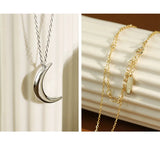 INS Moon S925 Sterling Silver Necklace Crescent Pendants for Women